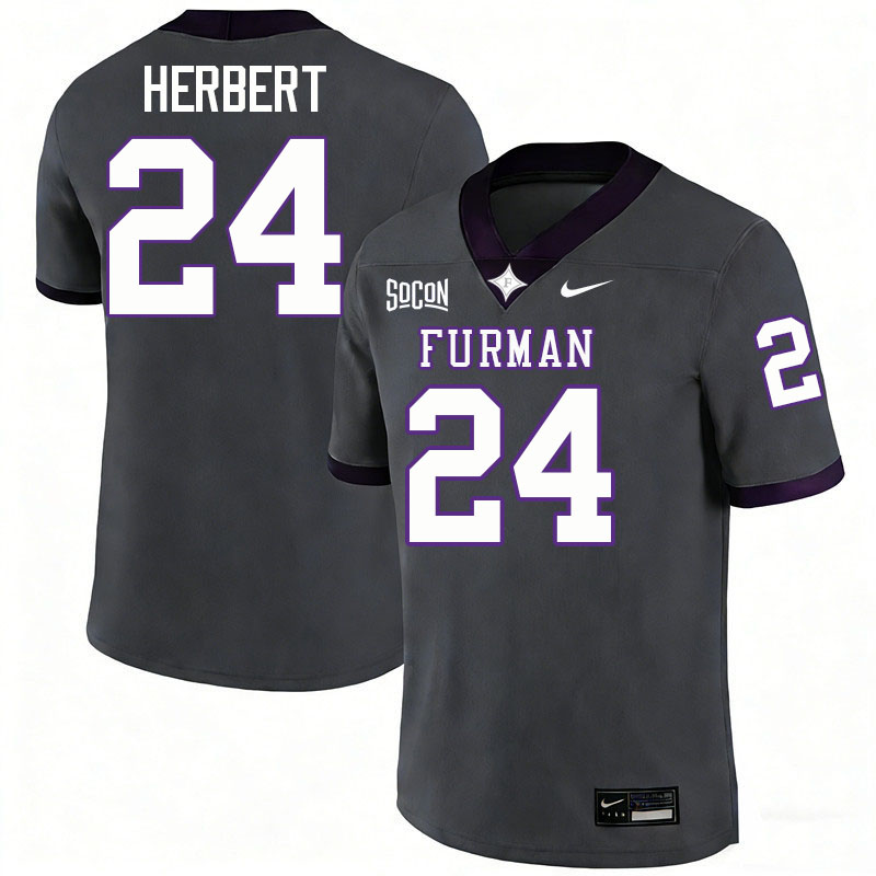 Furman Paladins #24 Raleigh Herbert College Football Jerseys,Uniforms-Grey